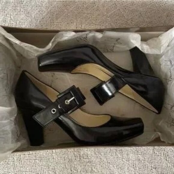 FRANCO SARTO WOMEN'S SHINY BLACK LEATHER MARY JANE HIGH HEELS SIZE 6 - Picture 8 of 12